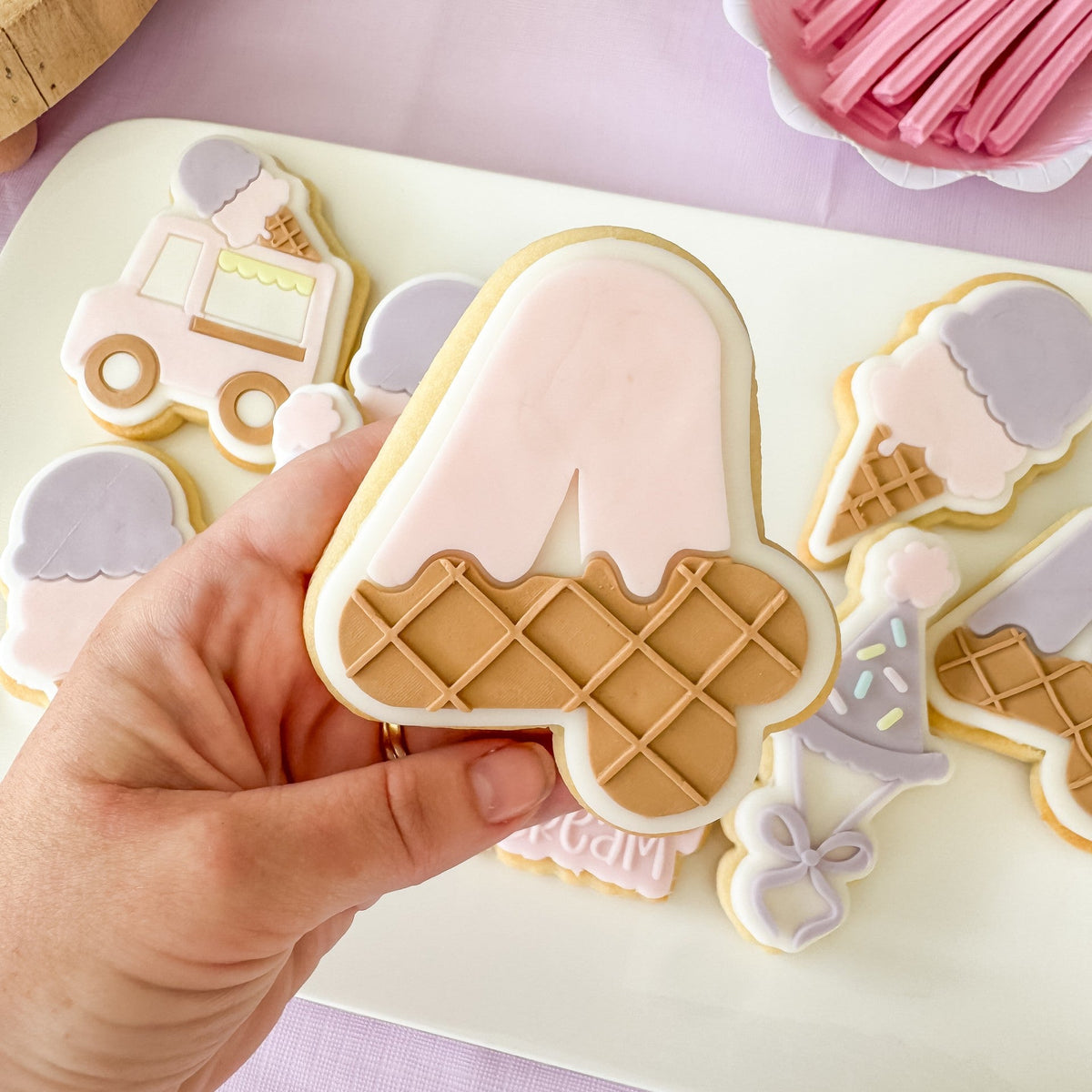 Number 4 Waffle Drip Cookie Stamp & Cutter