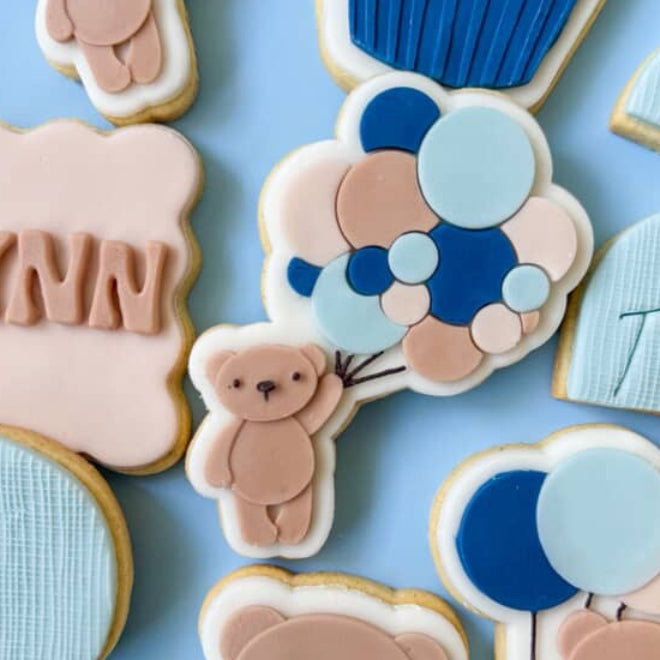 Teddy Bear with Bunch of Balloons Cookie Stamp & Cutter