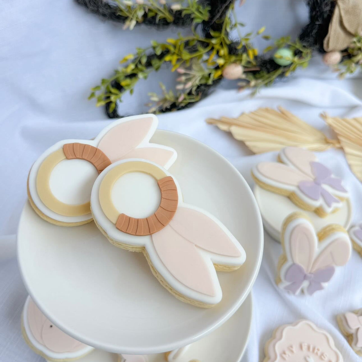 Bunny Ear Wooden Teether Cookie Stamp & Cutter