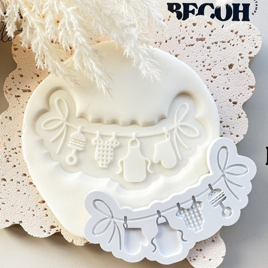 Baby Q Clothesline Cookie Stamp & Cutter
