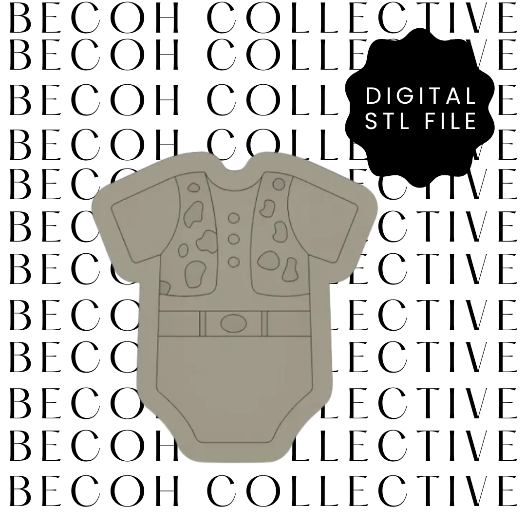 Cowboy Onesie Cookie Stamp & Cutter