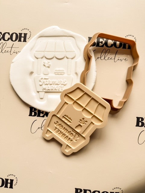 Farmers Market Cart Cookie Stamp and Cutter