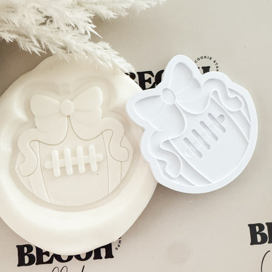 Football with Bow Cookie Stamp and Cutter