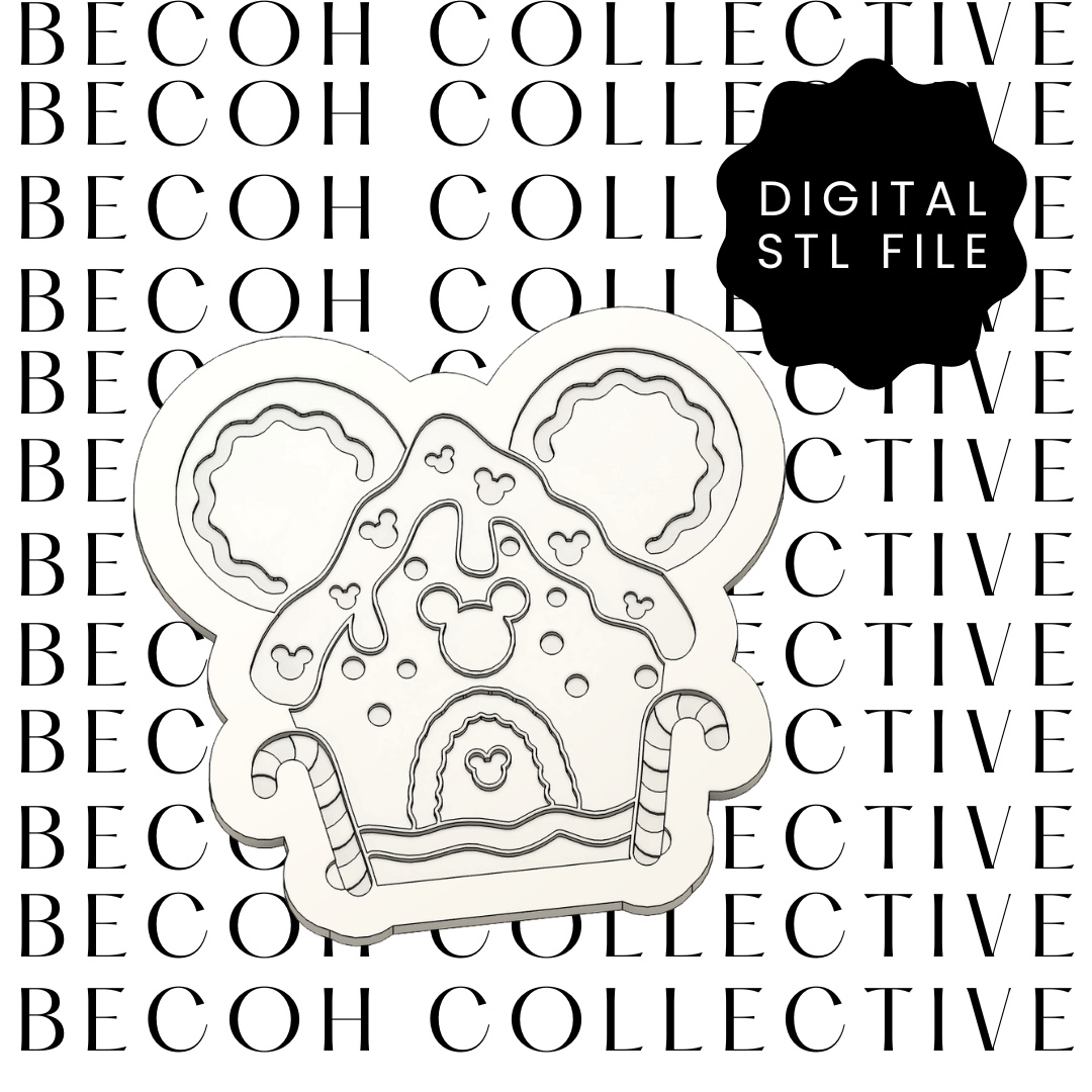 Gingerbread House with Ears Cookie Stamp & Cutter