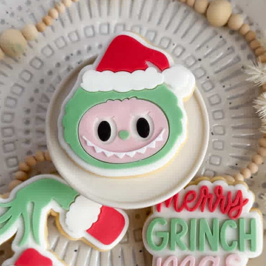 Labubu x Grinch Santa Cookie Stamp & Cutter