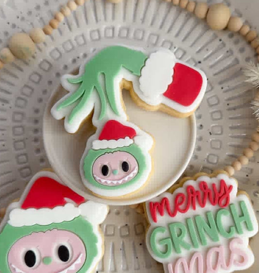 Grinch Hand with Labubu Cookie Stamp & Cutter