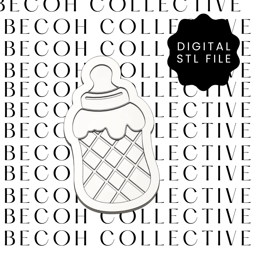 Ice Cream Baby Bottle Cookie Stamp & Cutter