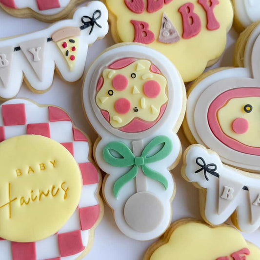 Baby Pizza Rattle Cookie Stamp and Cutter