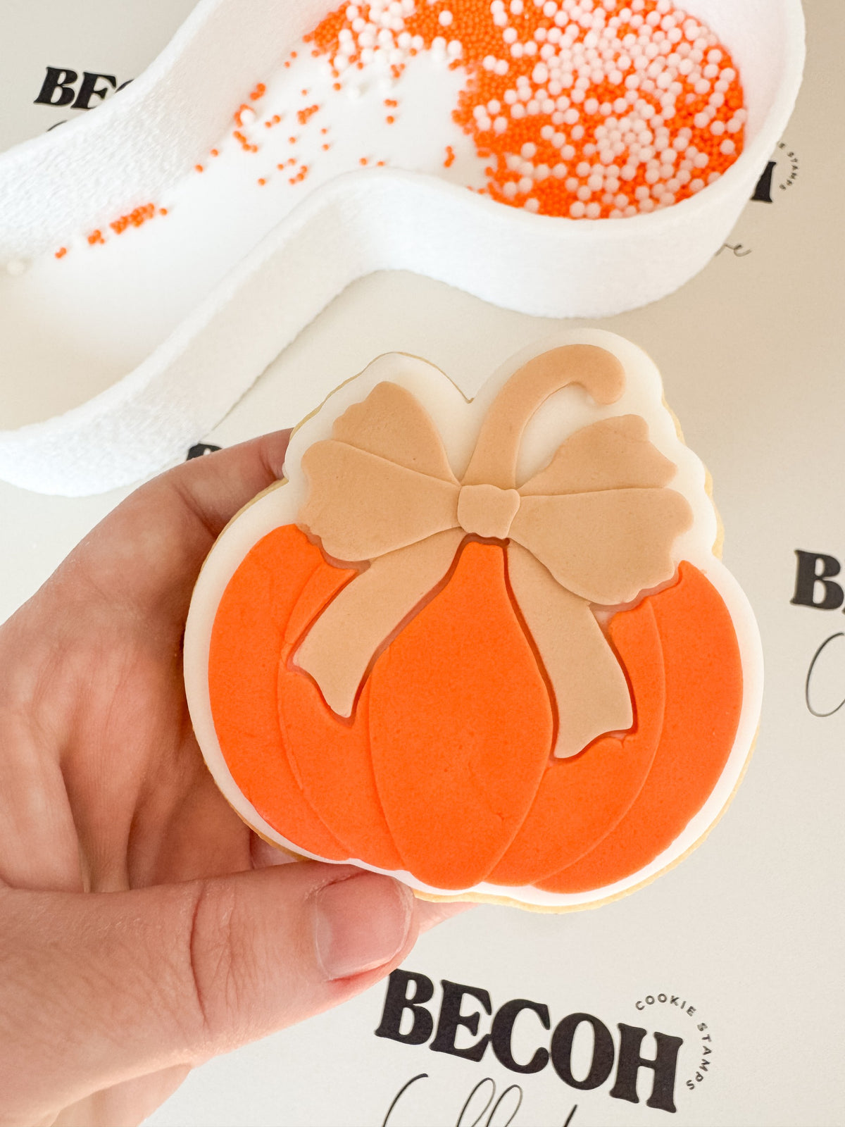 Pumpkin with Bow Cookie Stamp & Cutter