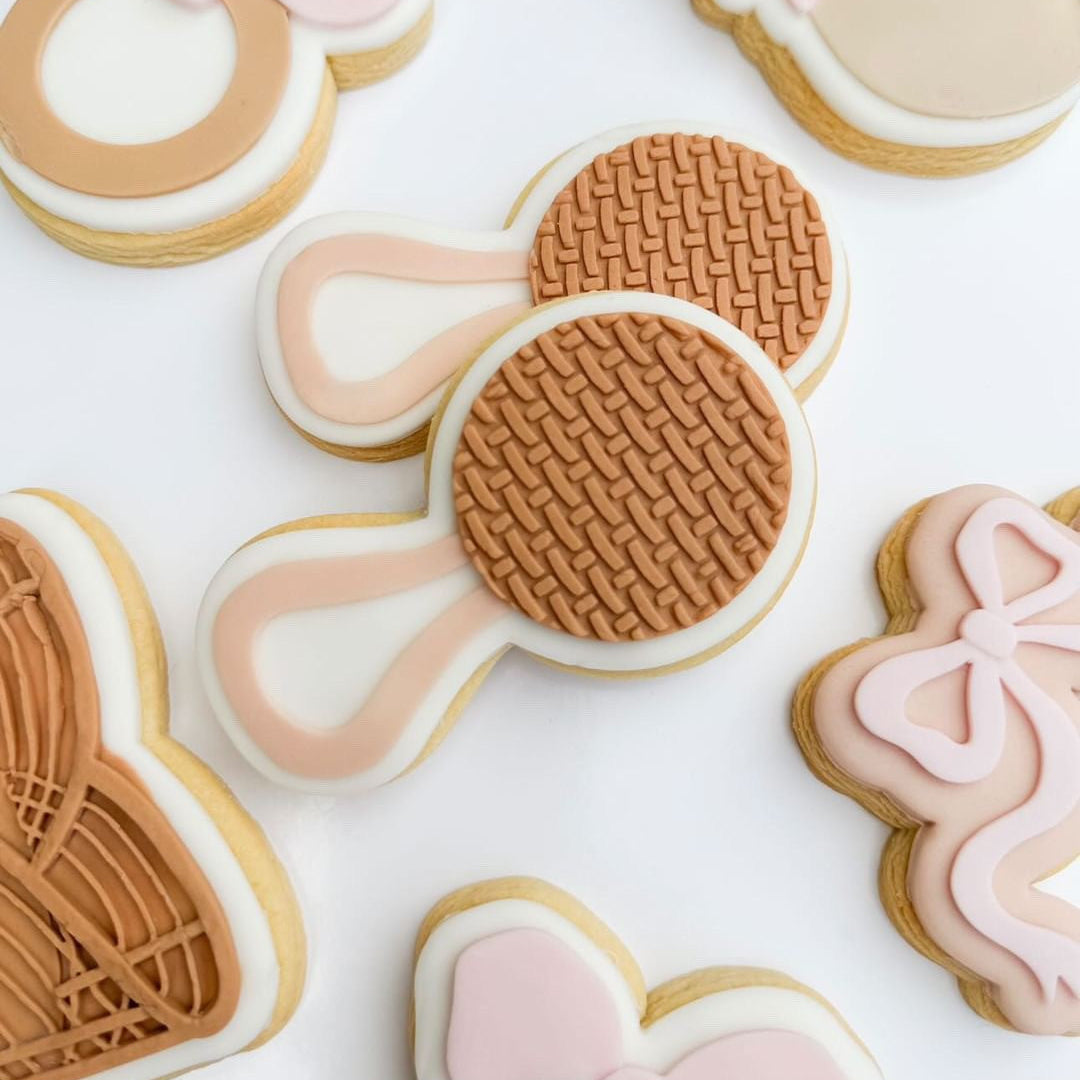 Rattan Baby Rattle Cookie Stamp & Cutter