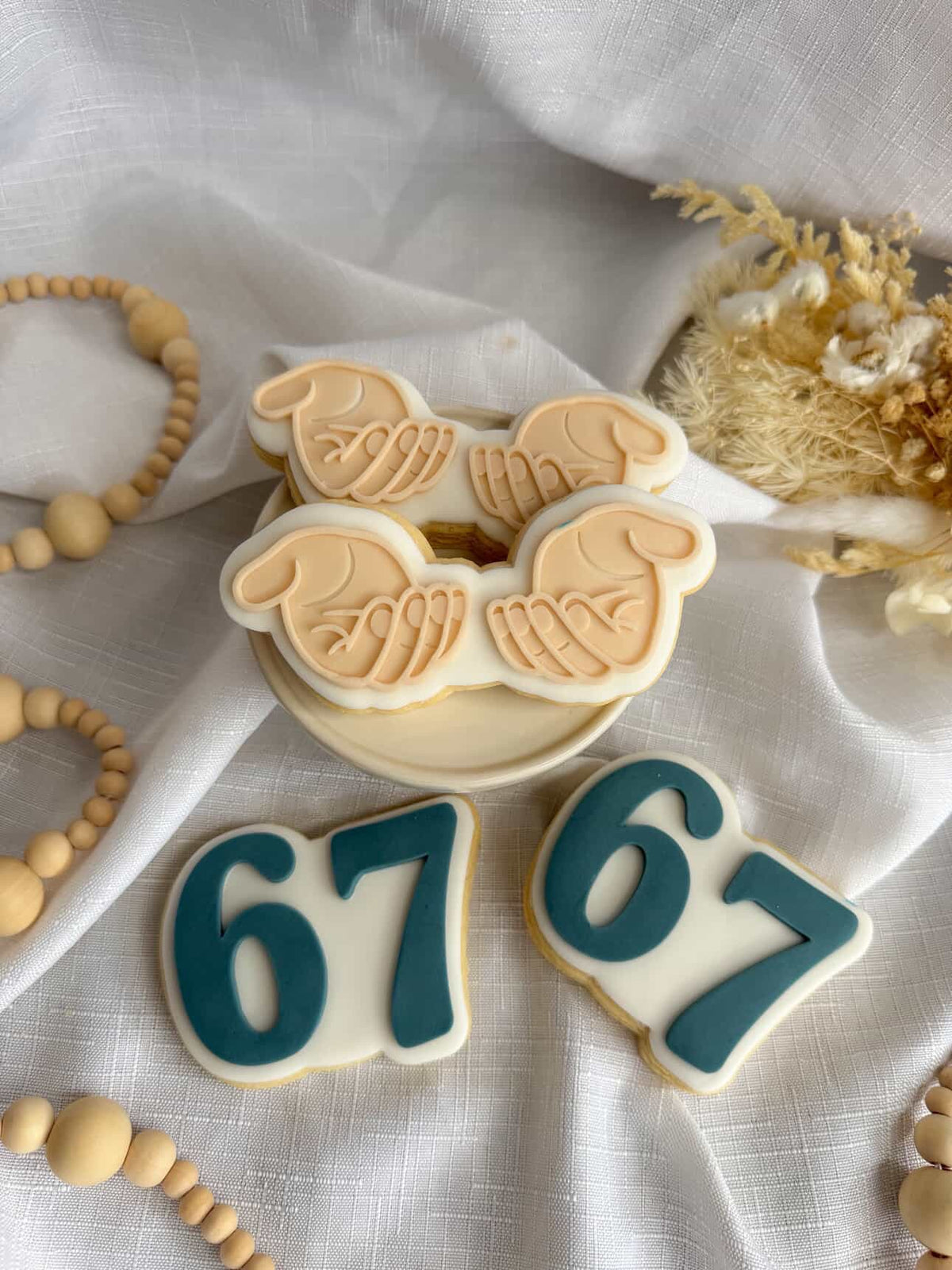 Six Seven Shaking Hands Cookie Stamp & Cutter