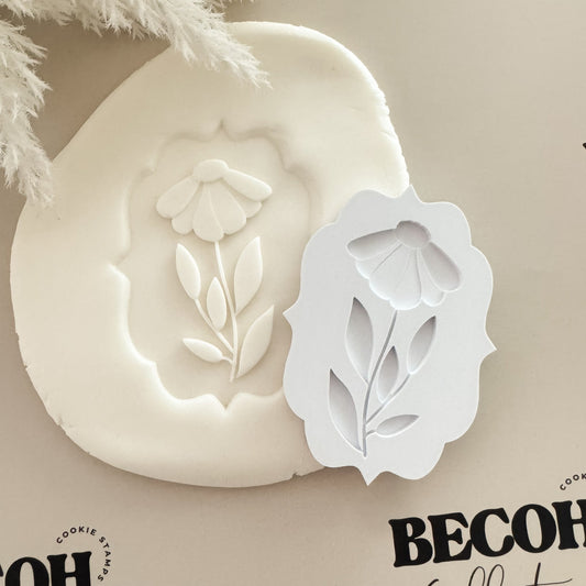 Single Wildflower Plaque Cookie Stamp & Cutter