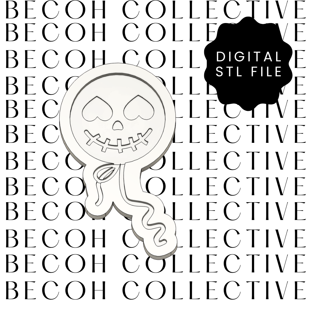 Skeleton Face Balloon Cookie Stamp & Cutter