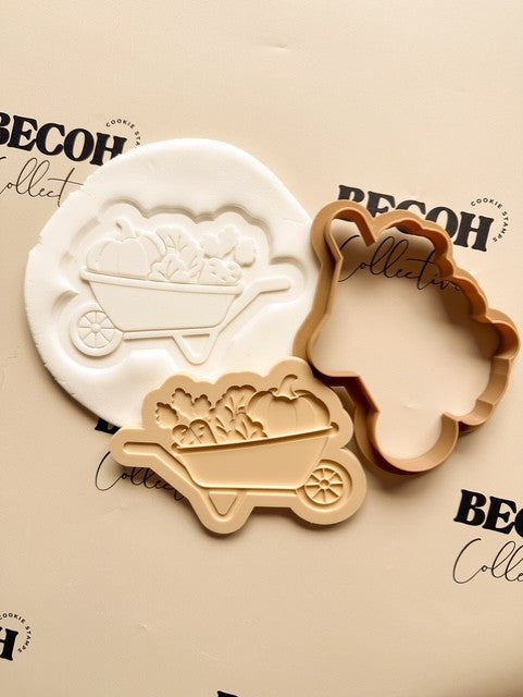 Wheelbarrow with Veggies Cookie Stamp and Cutter